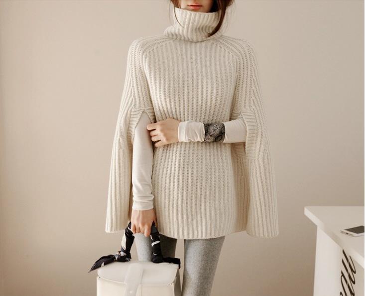 Beatrix-Isabelle | Women's Cape-Sleeve Turtleneck Jumper