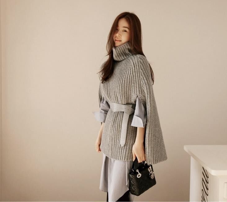 Beatrix-Isabelle | Women's Cape-Sleeve Turtleneck Jumper