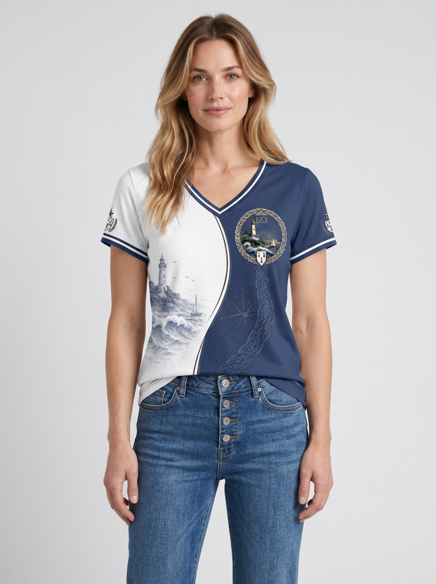 Colette-Alma | Women's Celtic-Print V-Neck Tee