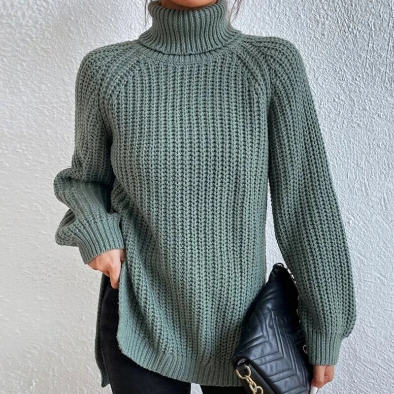 Cornelia | Women's Chunky Knit Turtleneck Sweater in Relaxed Fit