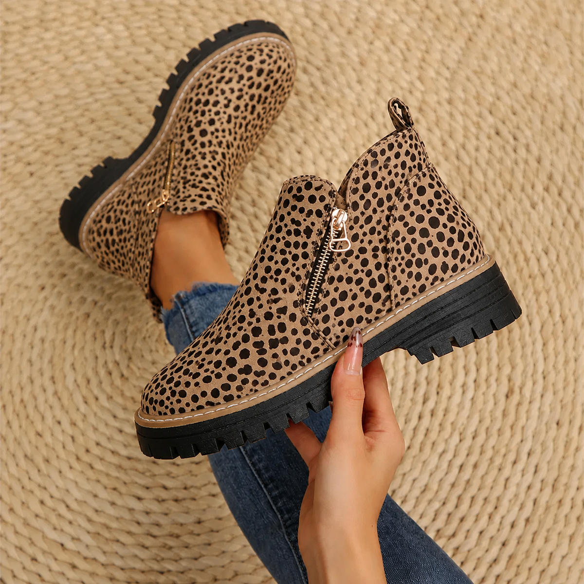 Penelope-Cecile | Women's Chunky Lug Sole Ankle Boots