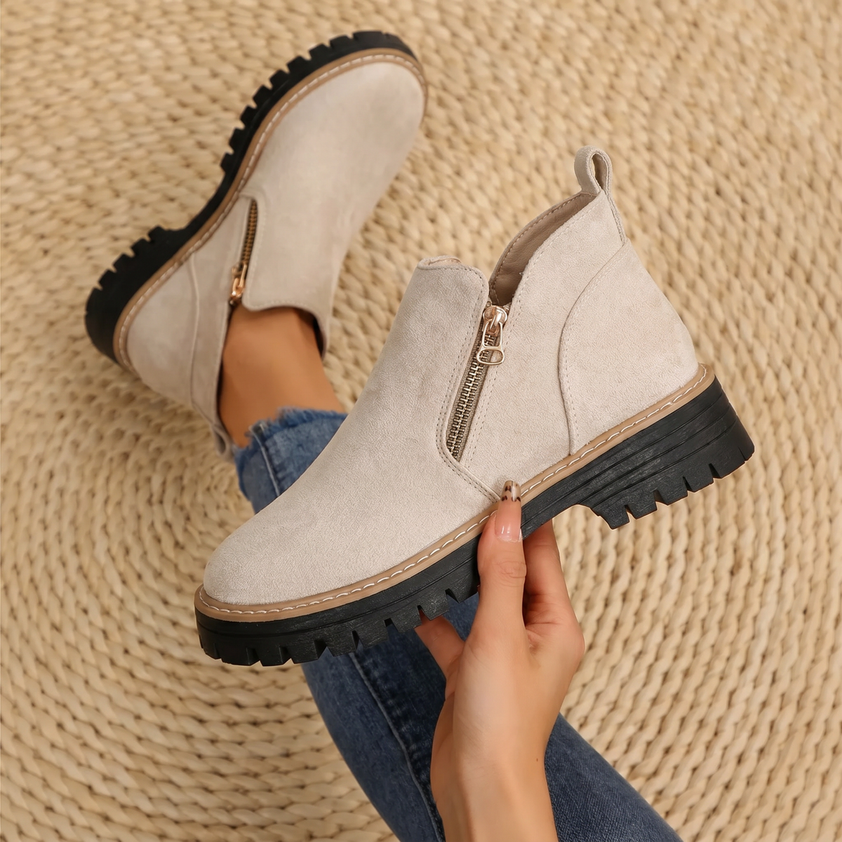 Penelope-Cecile | Women's Chunky Lug Sole Ankle Boots