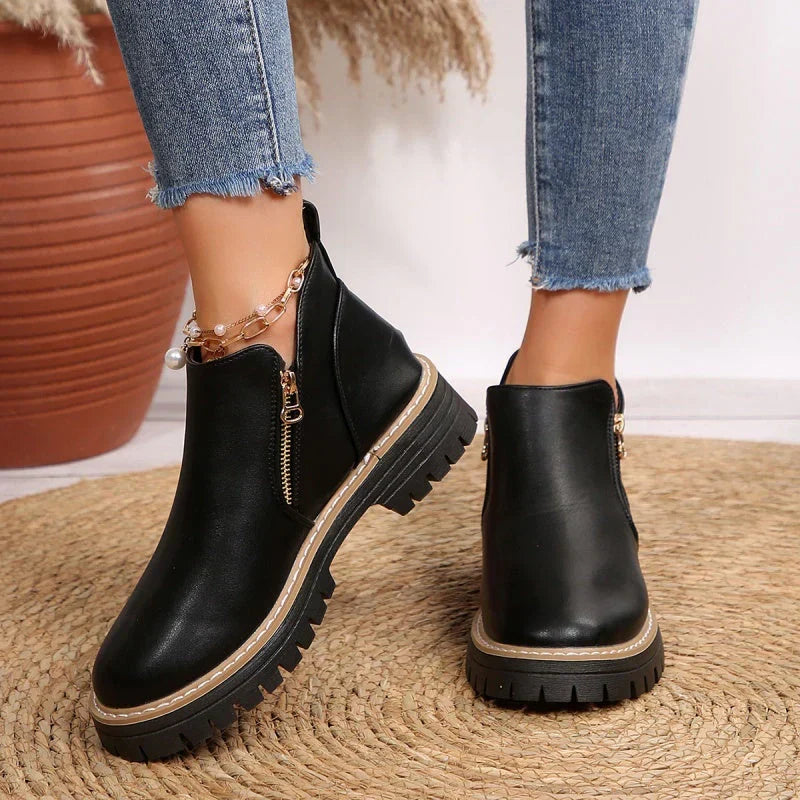 Penelope-Cecile | Women's Chunky Lug Sole Ankle Boots