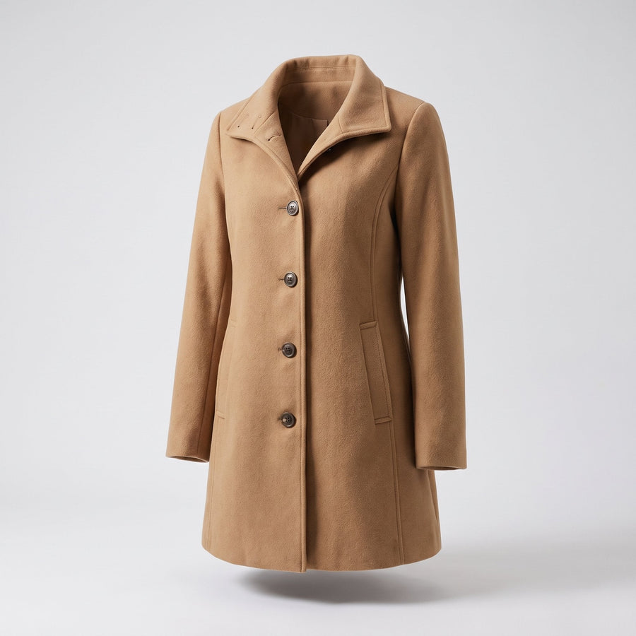 Frances-Violet | Women's Classic Button-Front Wool-Blend Trench Coat