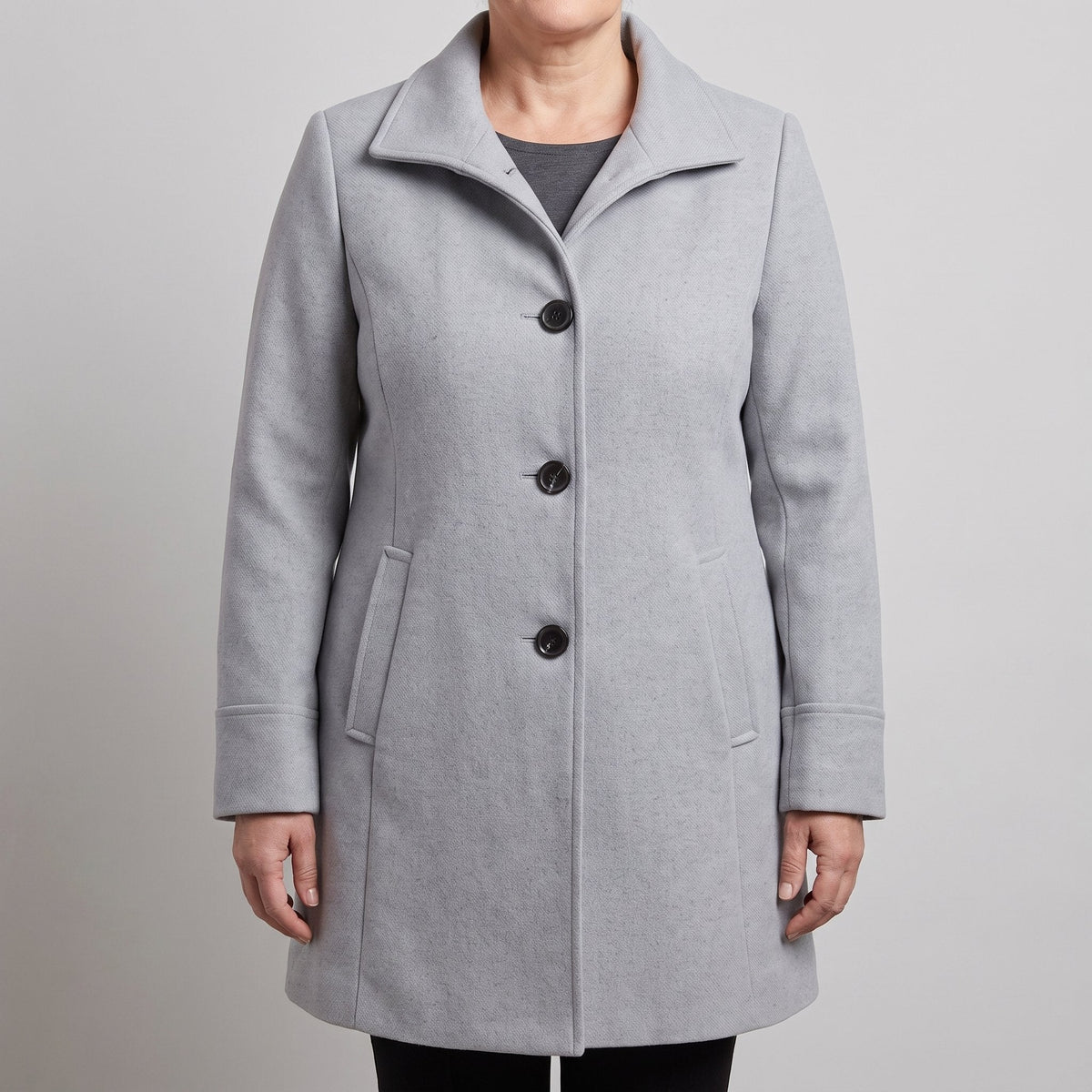 Frances-Violet | Women's Classic Button-Front Wool-Blend Trench Coat