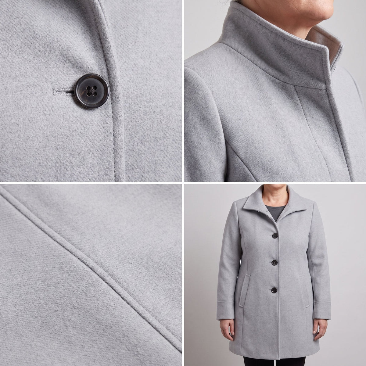 Frances-Violet | Women's Classic Button-Front Wool-Blend Trench Coat