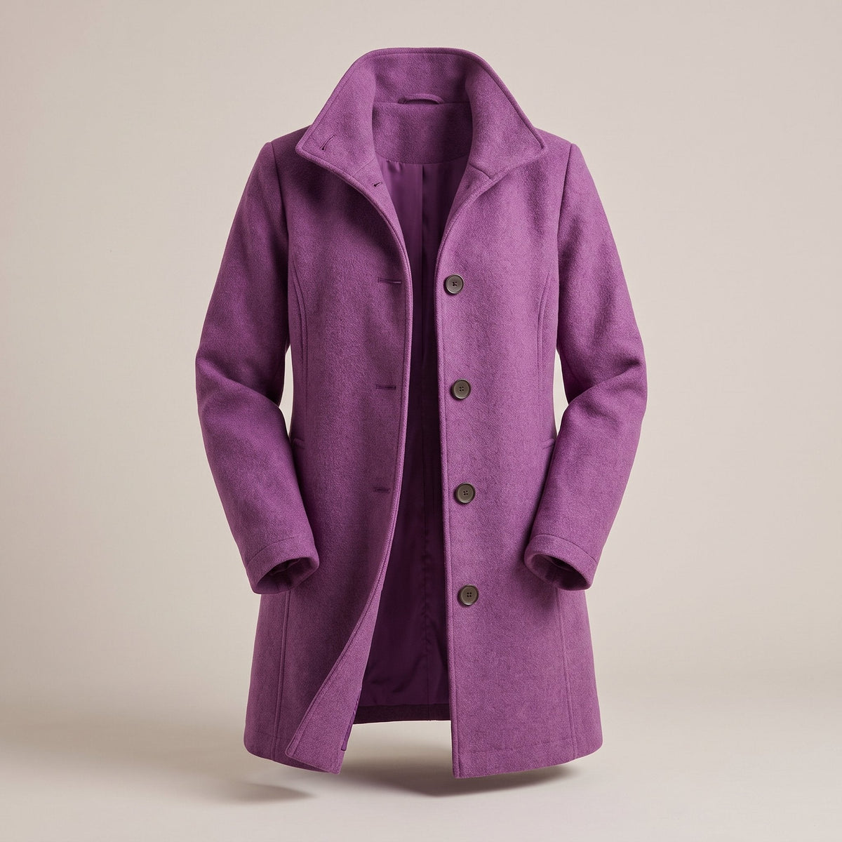 Frances-Violet | Women's Classic Button-Front Wool-Blend Trench Coat
