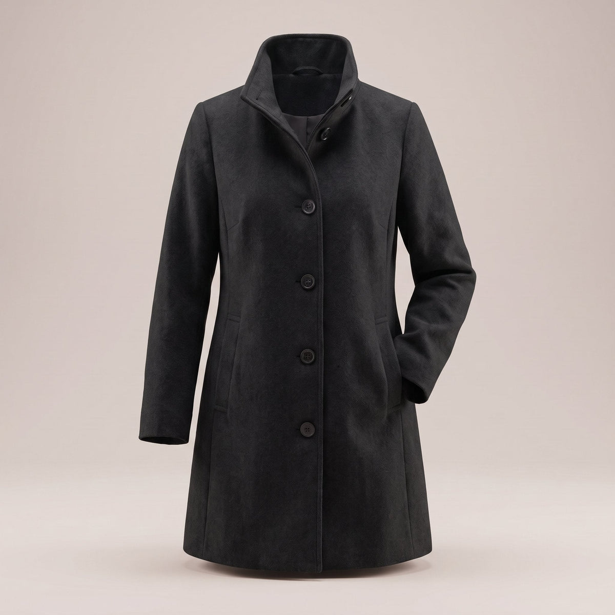 Frances-Violet | Women's Classic Button-Front Wool-Blend Trench Coat