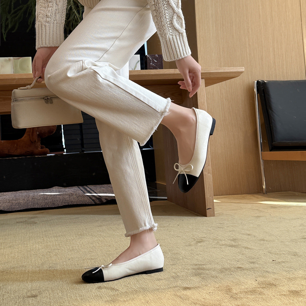 Sabine-Ramona | Women's Colour-Block Bow Ballet Flats