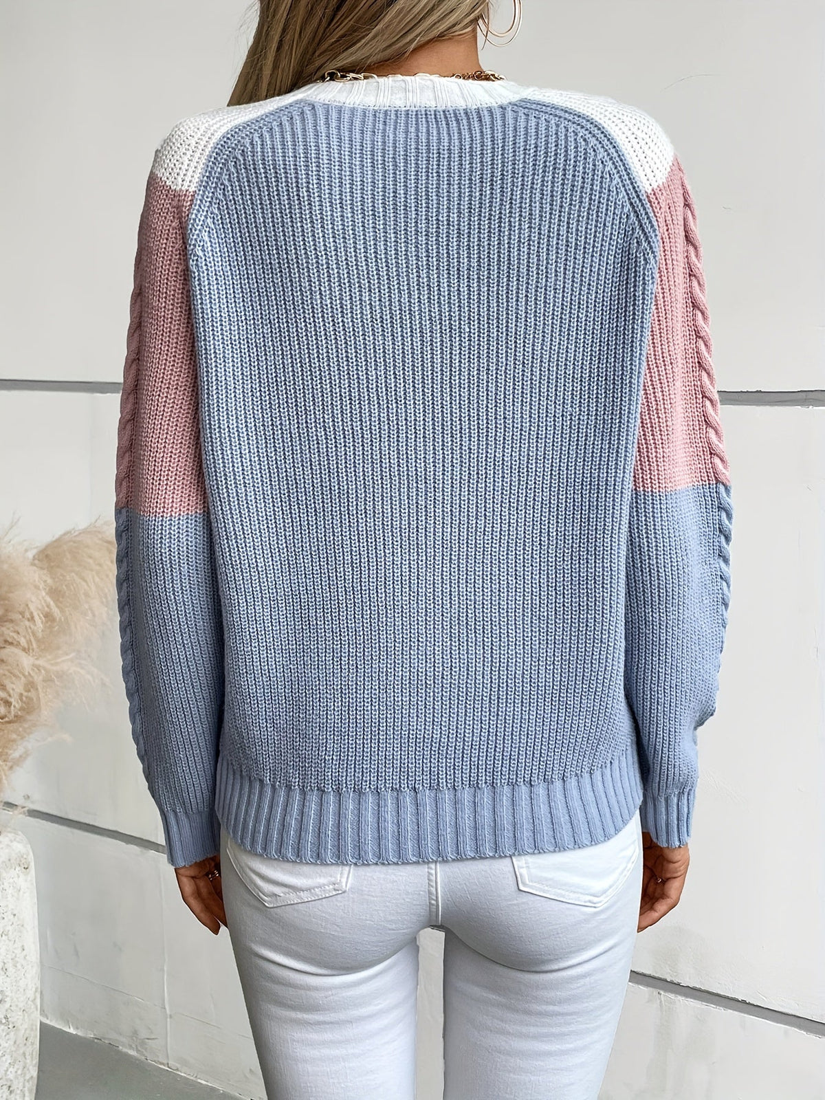 Henrietta | Women's Colour-Block Cable-Knit Sweater
