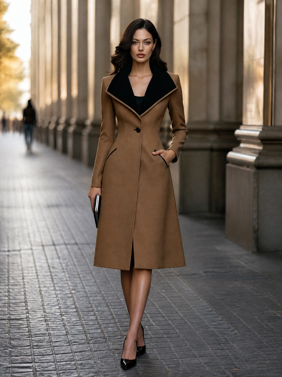 Judith-Celeste | Women's Contrast-Lapel Tailored Wool Coat