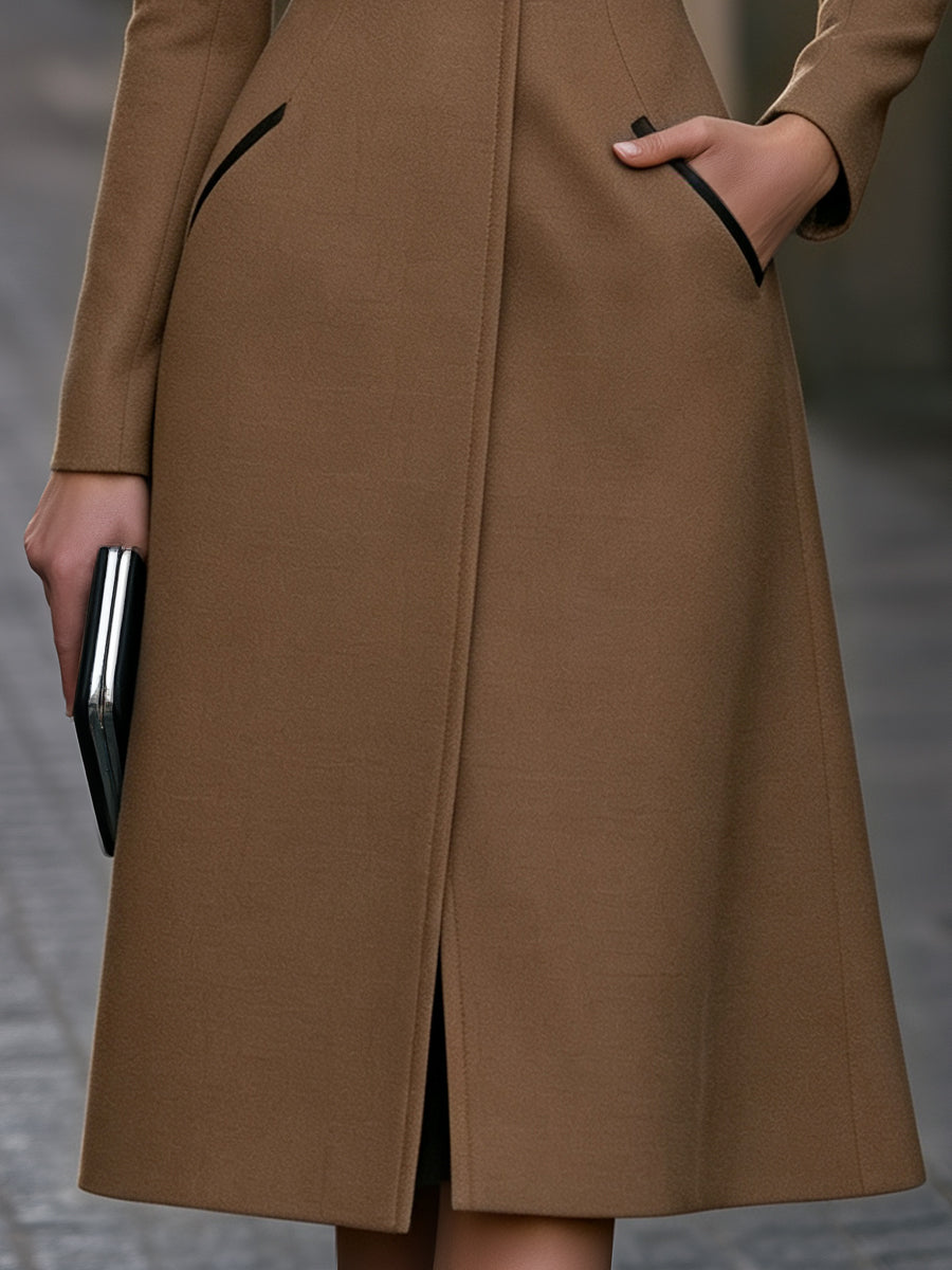 Judith-Celeste | Women's Contrast-Lapel Tailored Wool Coat