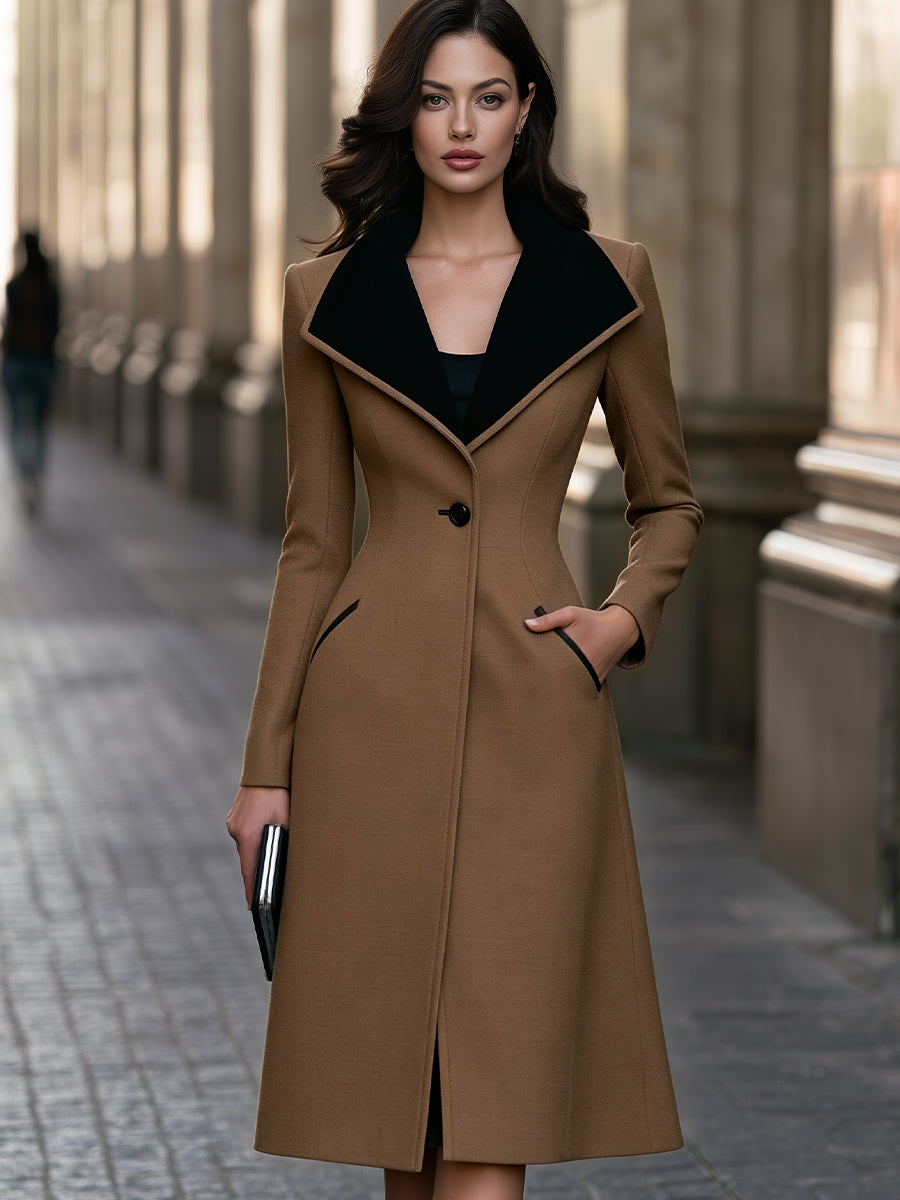 Judith-Celeste | Women's Contrast-Lapel Tailored Wool Coat