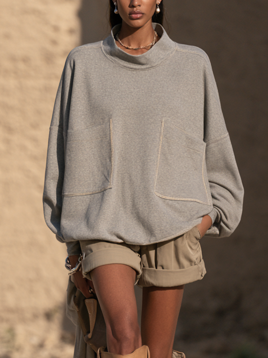 Viola-Mavis | Women's Contrast Stitch Sweatshirt & Bermuda Shorts Set