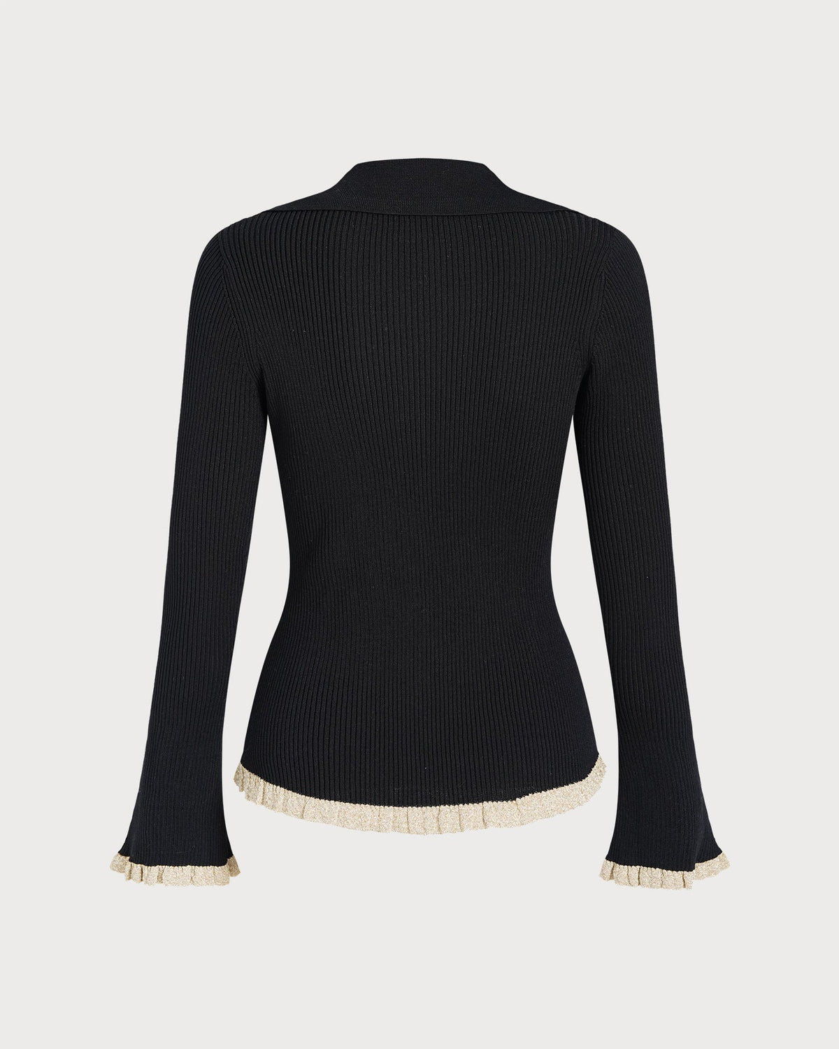 Edith-Johanna | Women's Contrasting Trim Bell-Sleeve Cardigan