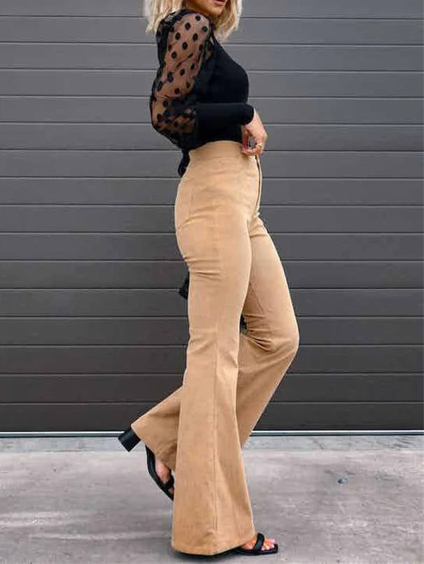 Alma-Delia | Women's Corduroy Flare Wide-Leg Trousers