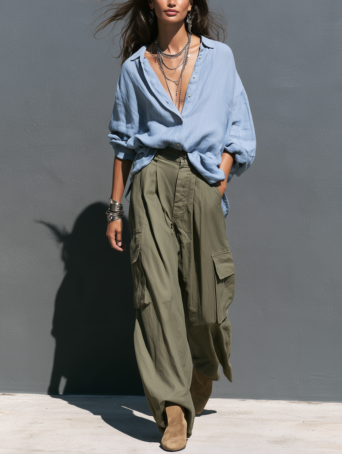 Tamara | Women's Cotton-Linen Shirt & Trouser Two-Piece Set
