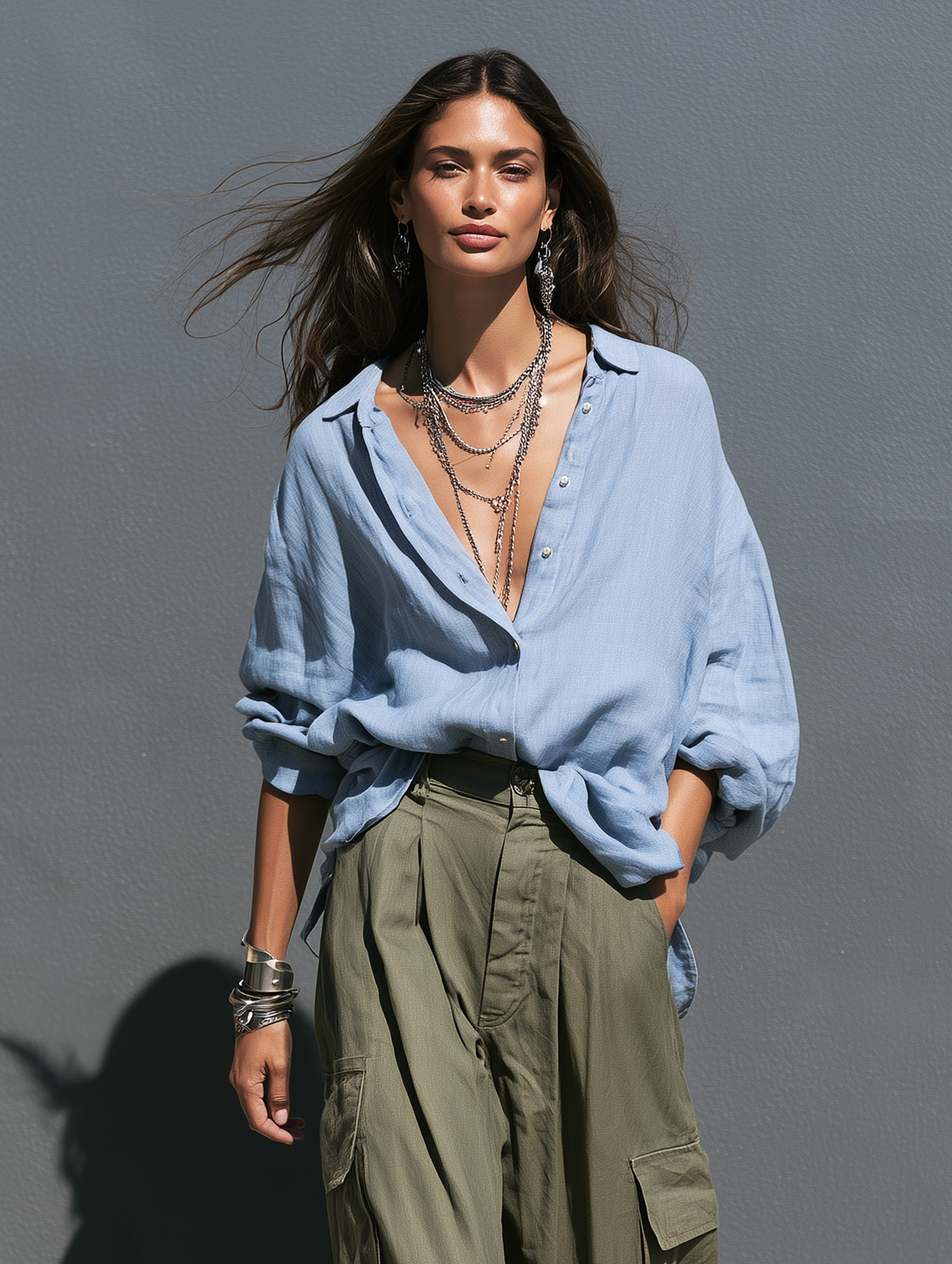 Tamara | Women's Cotton-Linen Shirt & Trouser Two-Piece Set