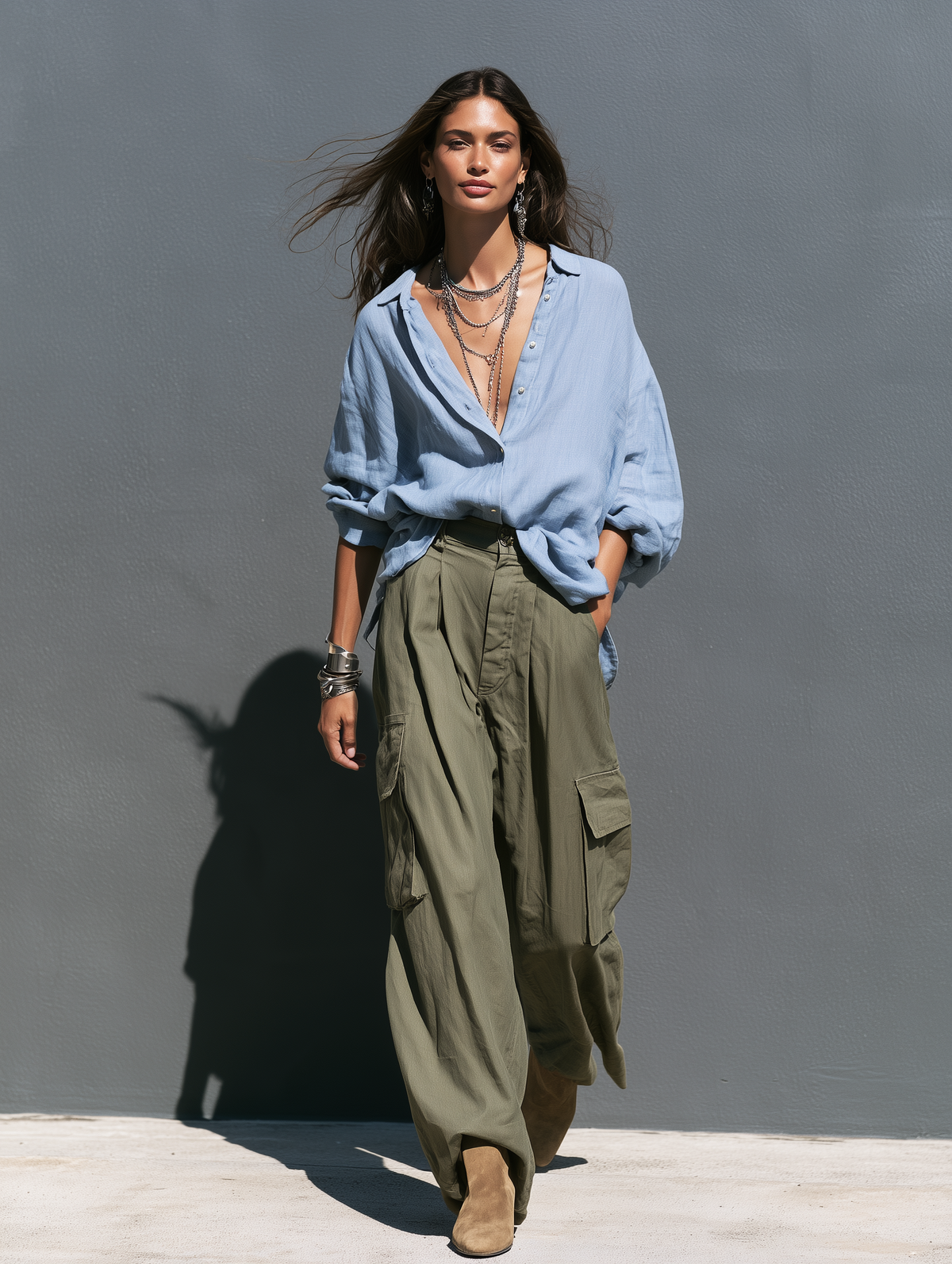 Tamara | Women's Cotton-Linen Shirt & Trouser Two-Piece Set