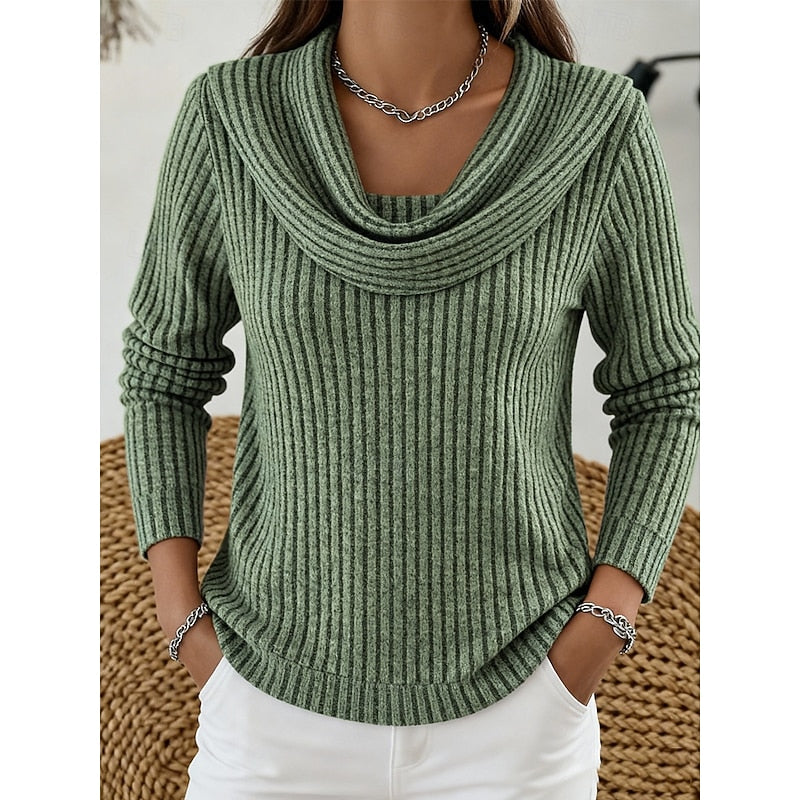 Josephine | Women's Cowl Neck Ribbed Knit Sweater
