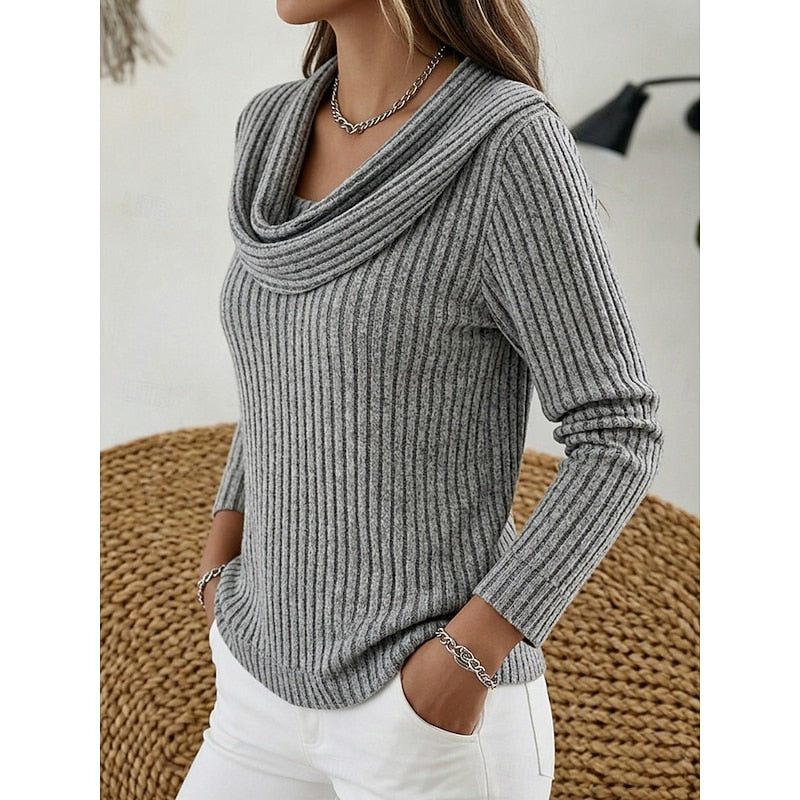 Josephine | Women's Cowl Neck Ribbed Knit Sweater