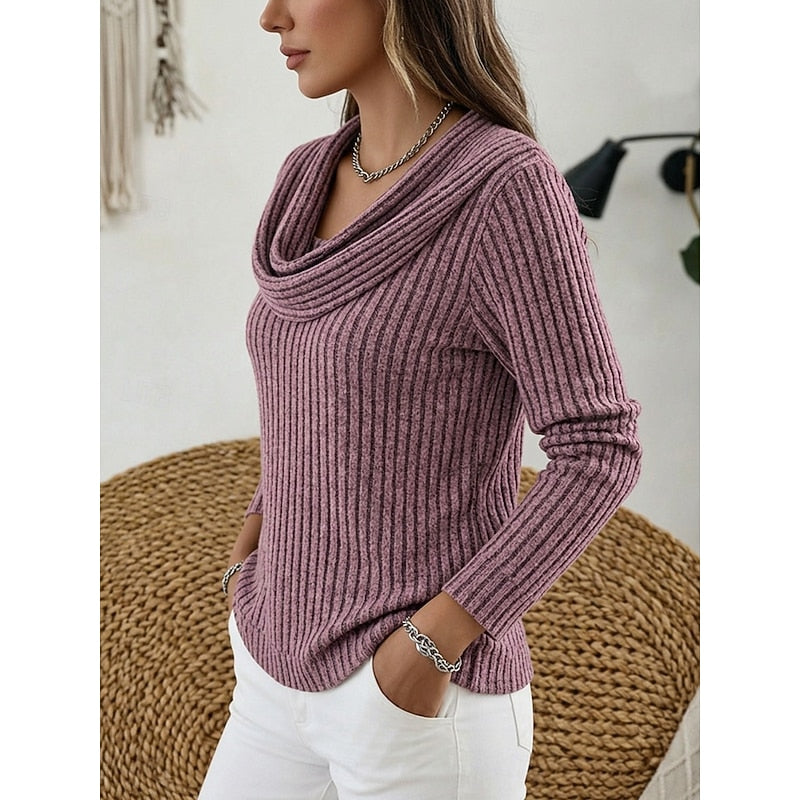 Josephine | Women's Cowl Neck Ribbed Knit Sweater