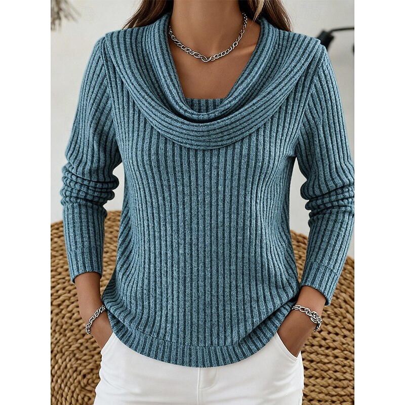 Josephine | Women's Cowl Neck Ribbed Knit Sweater