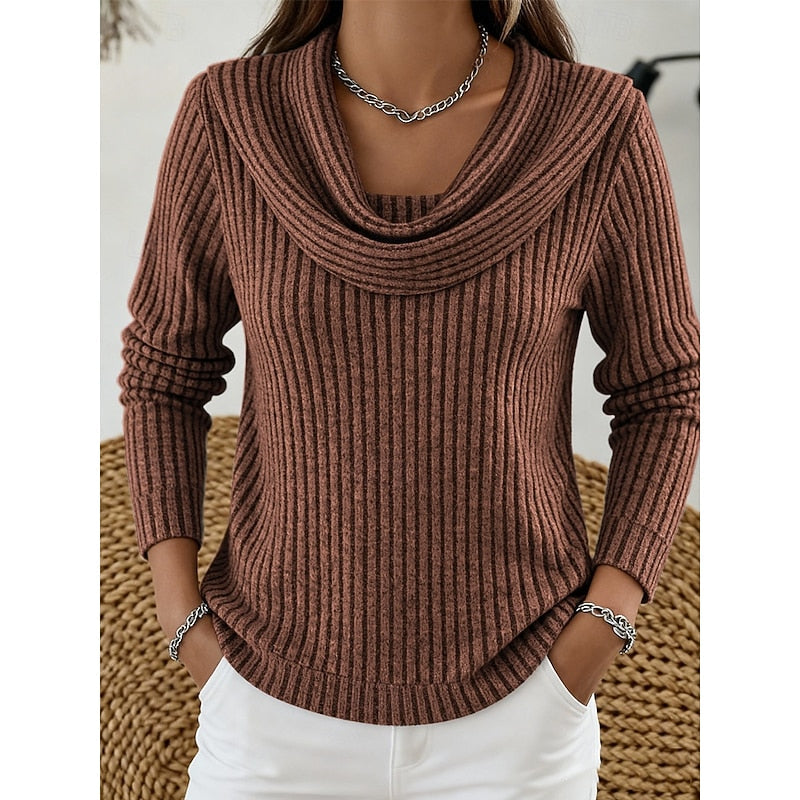 Josephine | Women's Cowl Neck Ribbed Knit Sweater