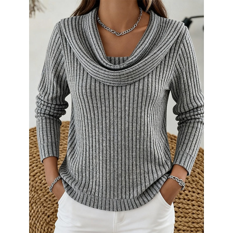 Josephine | Women's Cowl Neck Ribbed Knit Sweater