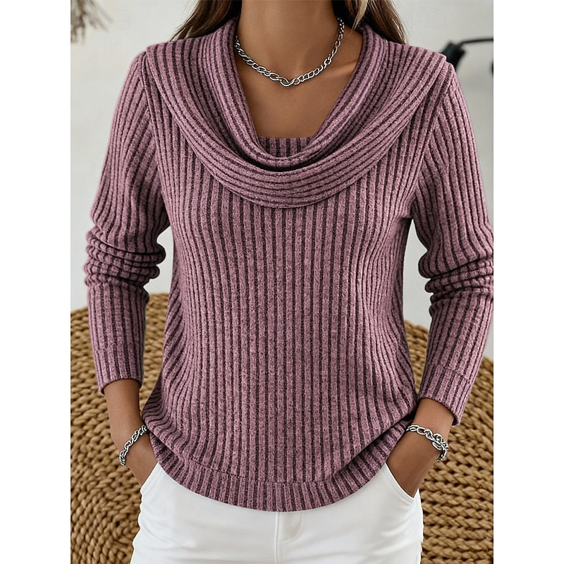 Josephine | Women's Cowl Neck Ribbed Knit Sweater