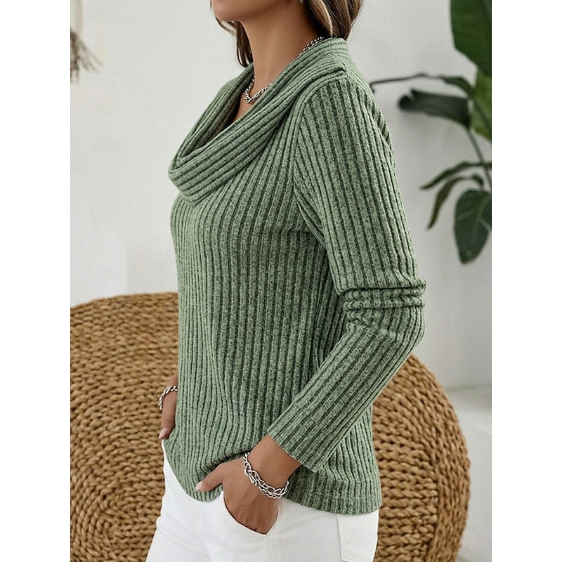 Josephine | Women's Cowl Neck Ribbed Knit Sweater