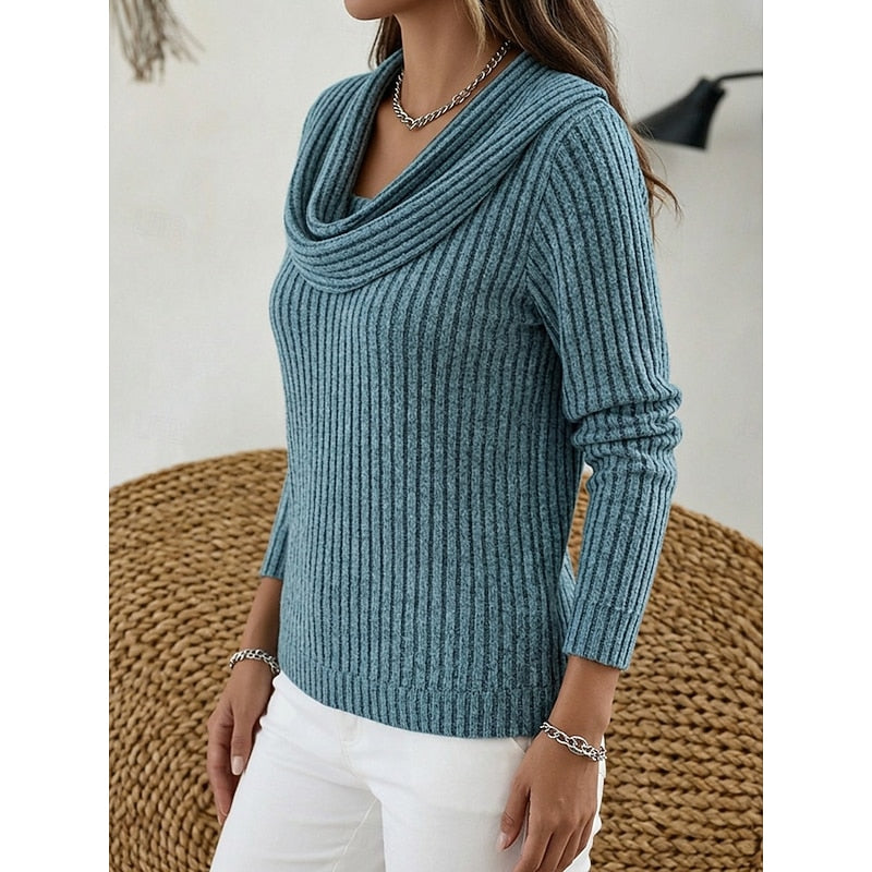 Josephine | Women's Cowl Neck Ribbed Knit Sweater