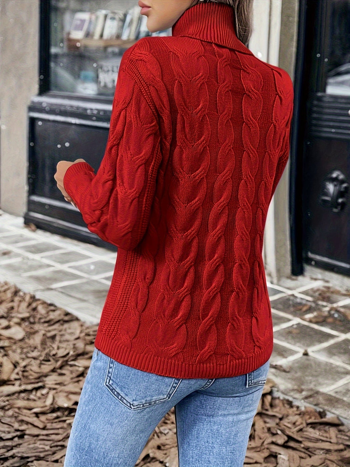 Alba-Carmen | Women's Cozy Cable-Knit Turtleneck Sweater