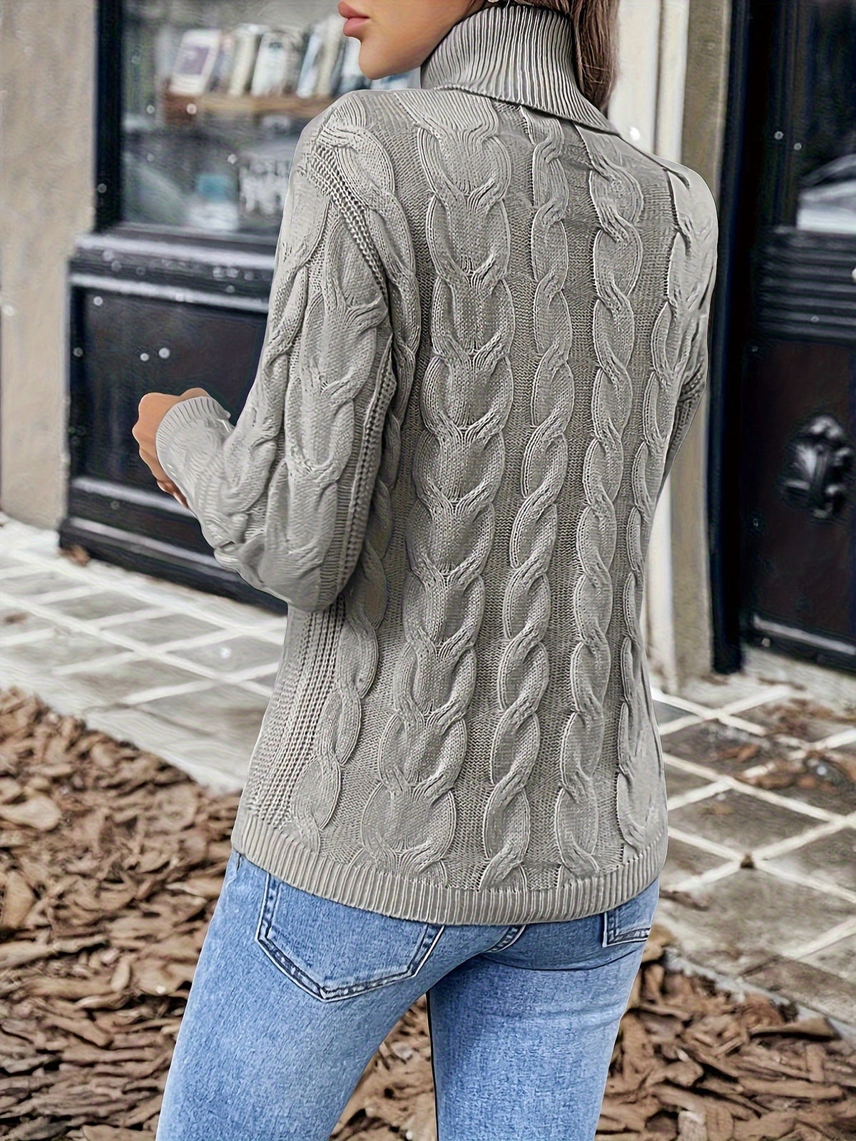 Alba-Carmen | Women's Cozy Cable-Knit Turtleneck Sweater