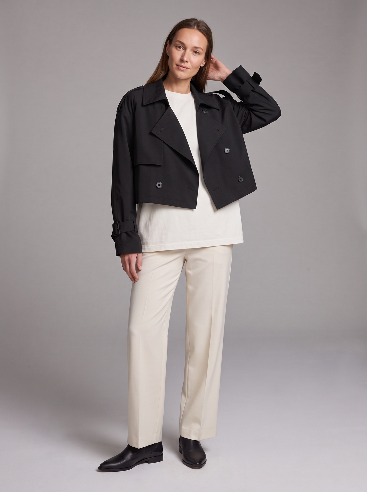 Lucille | Women's Cropped Double-Breasted Trench Coat