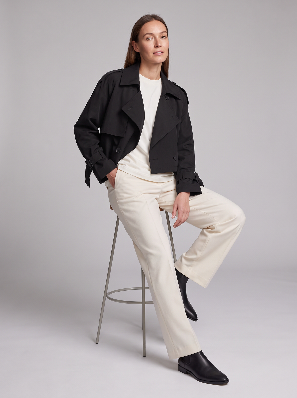 Lucille | Women's Cropped Double-Breasted Trench Coat