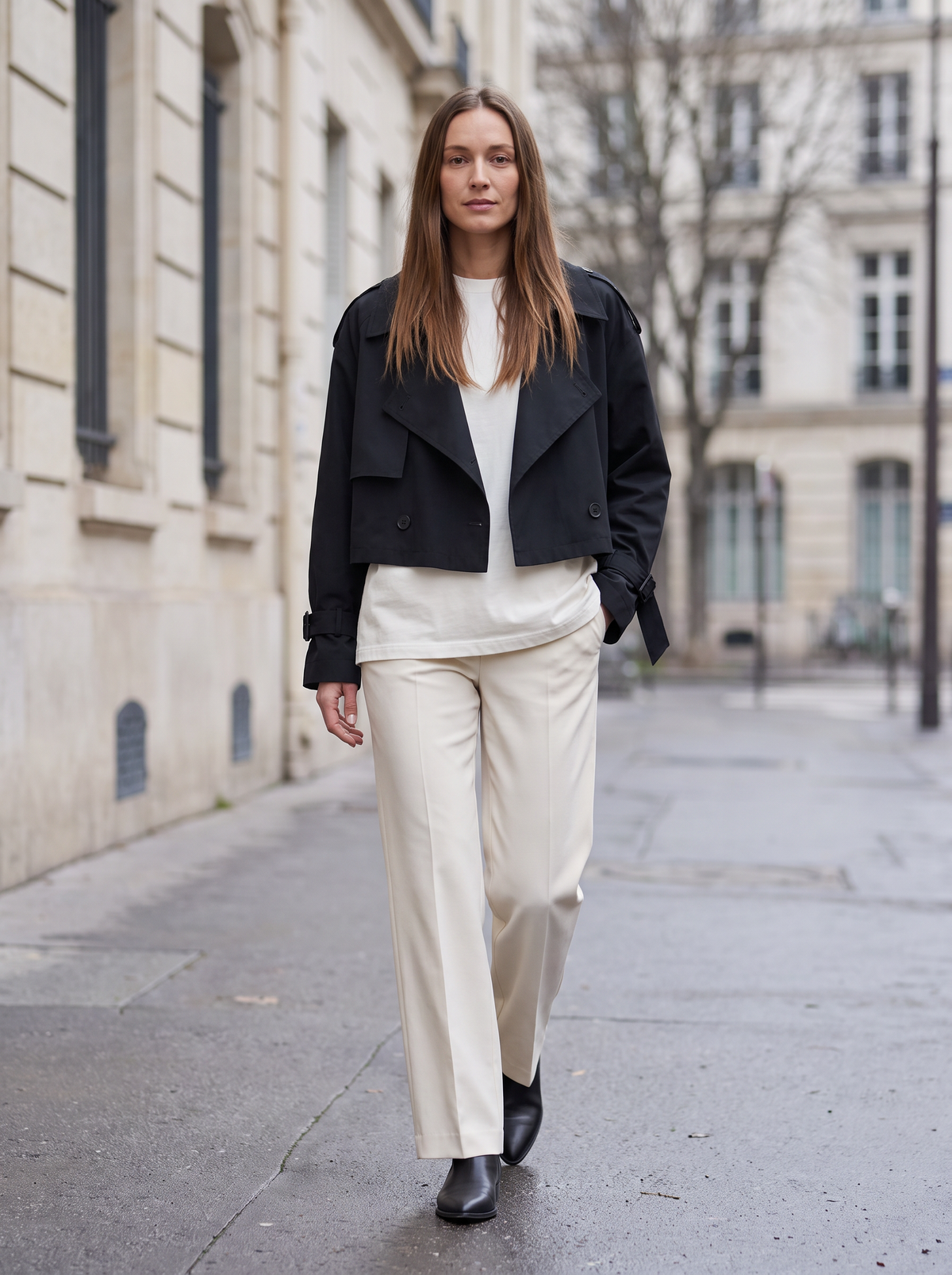 Lucille | Women's Cropped Double-Breasted Trench Coat