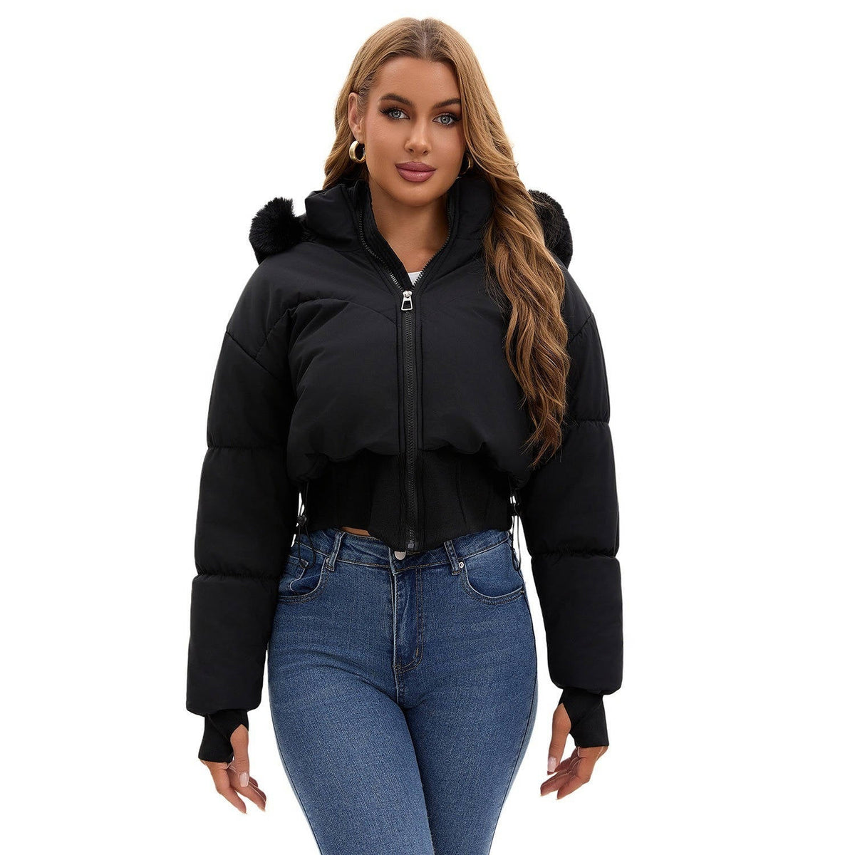 Meredith-Greta | Women's Cropped Hooded Puffer Jacket