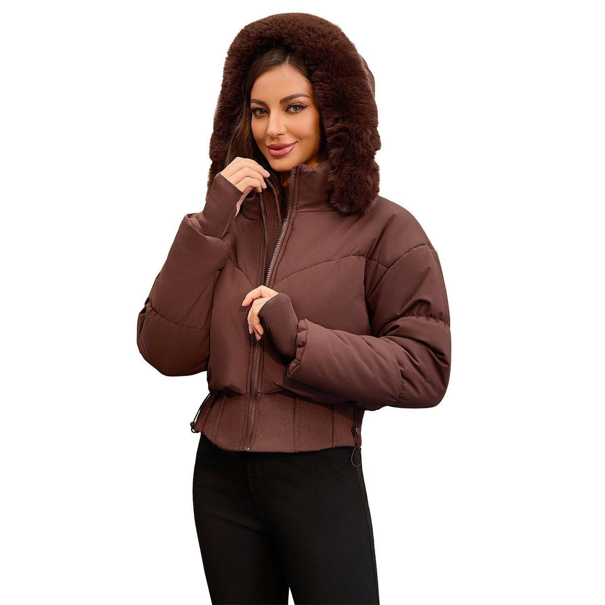 Meredith-Greta | Women's Cropped Hooded Puffer Jacket