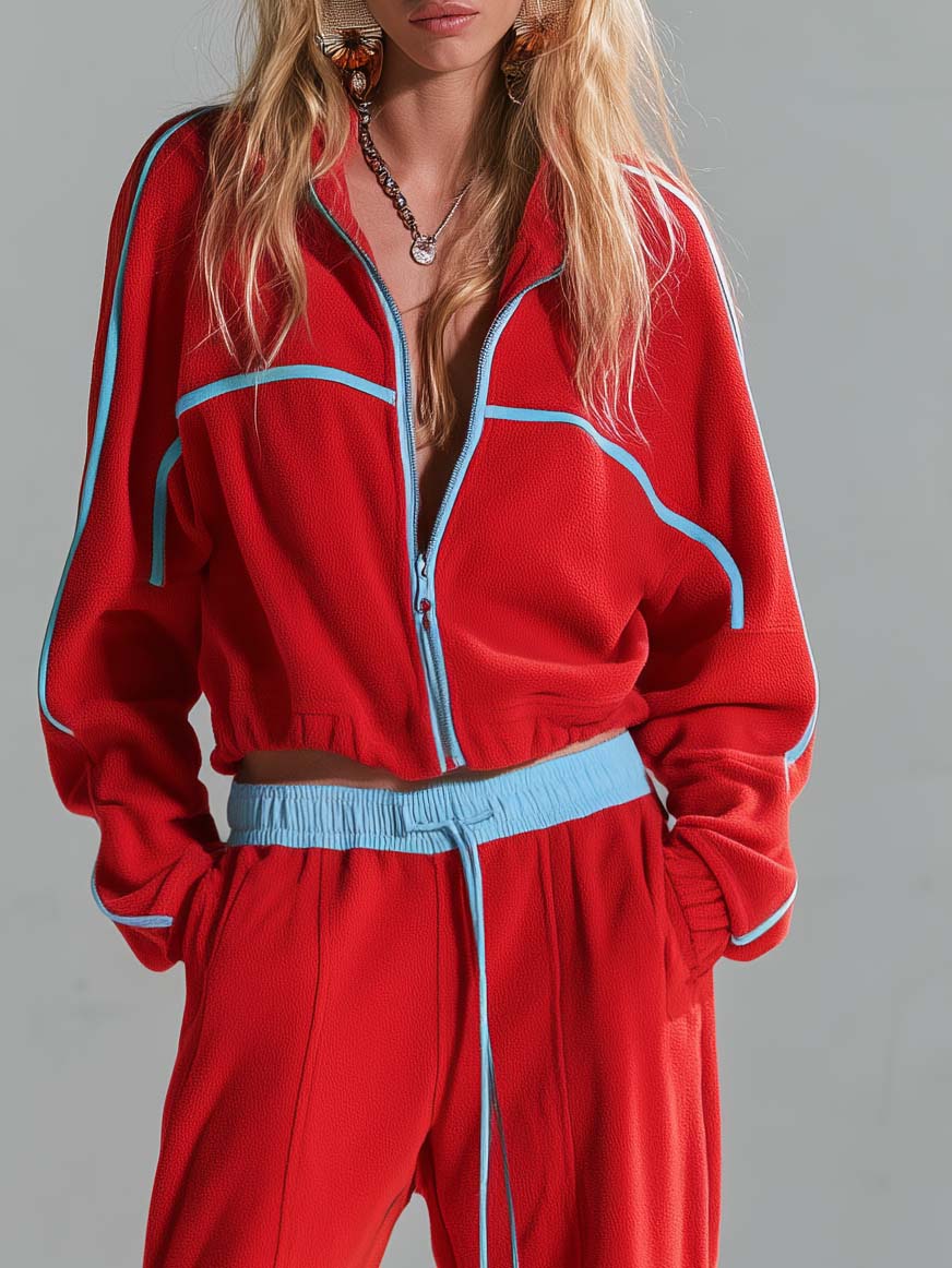 Cecile | Women's Cropped Zip Jacket & Wide-Leg Cargo Pants Set