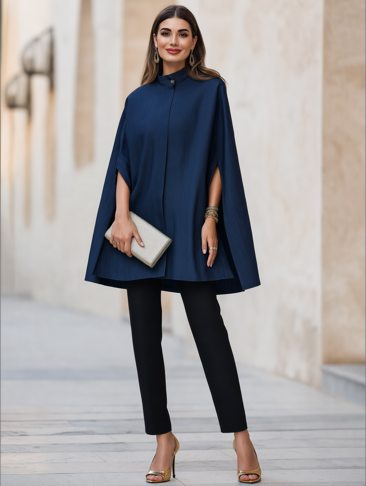 Iris | Women's Denim Cape-Style Trench Coat