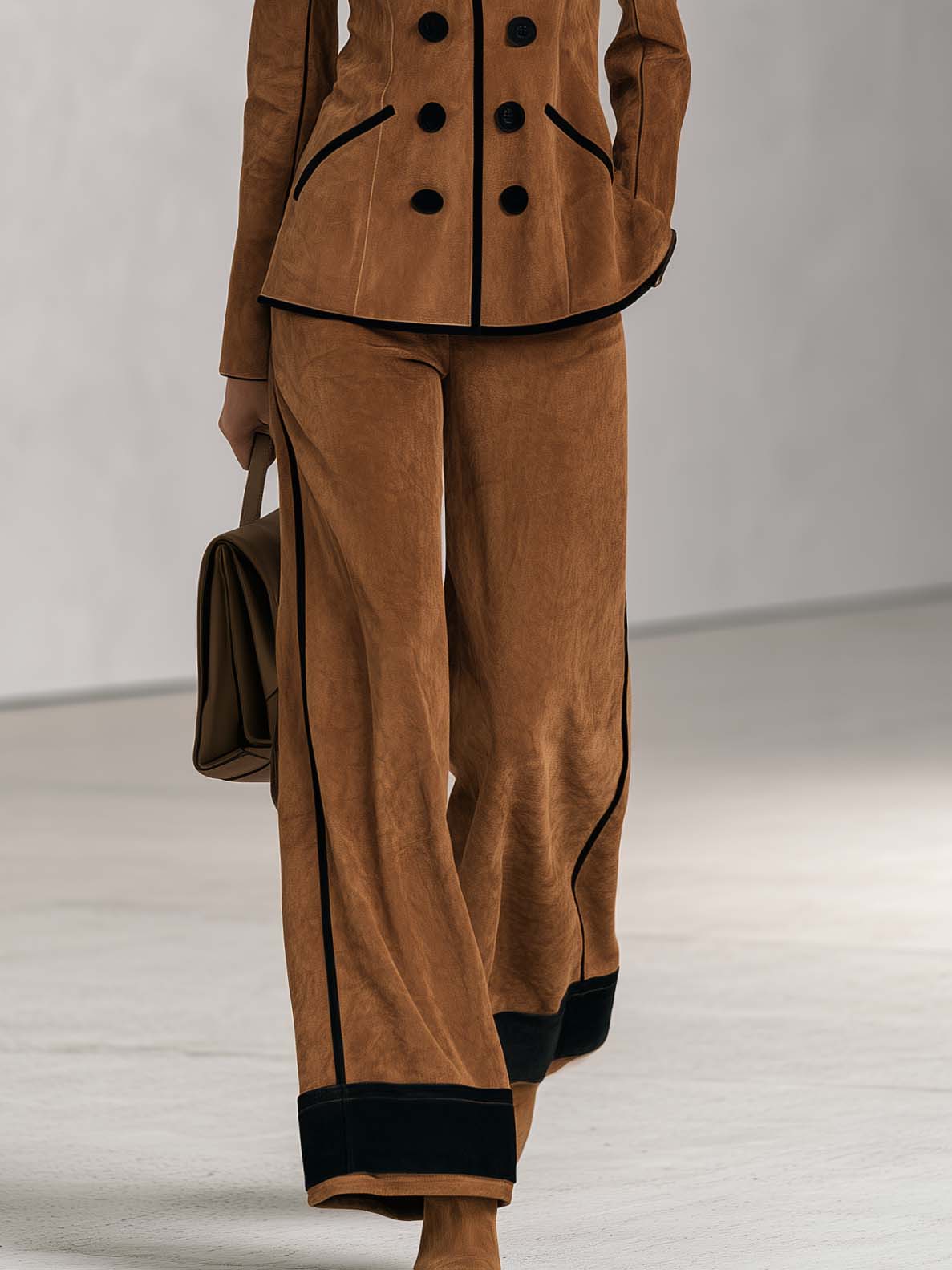 Petra-Daphne | Women's Double-Breasted Blazer & Wide-Leg Trouser Set
