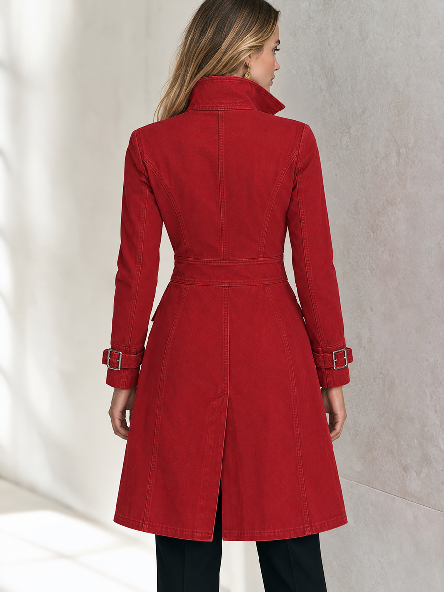 Evelina-Selma | Women's Double-Breasted Denim Trench Coat