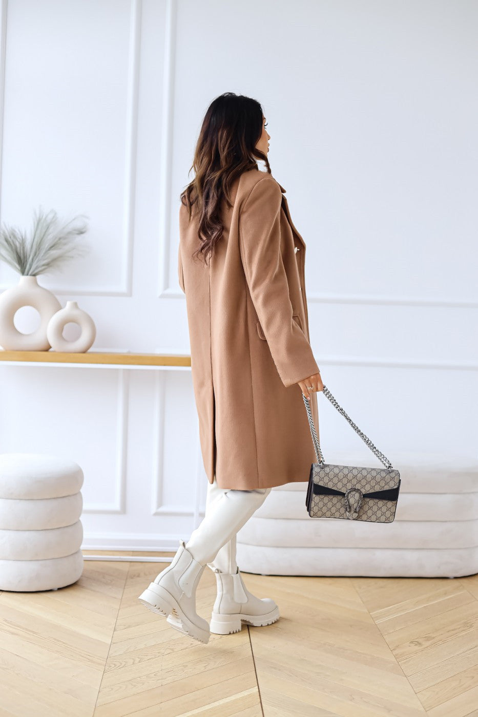 Carmen | Women's Double-Breasted Wool Coat with Gold-Button Detail