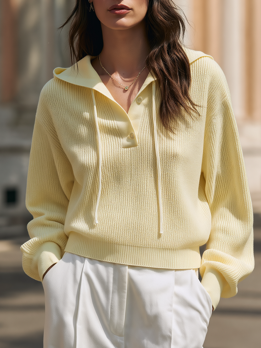 Lydia | Women's Drawstring Hooded Knit Pullover Sweater