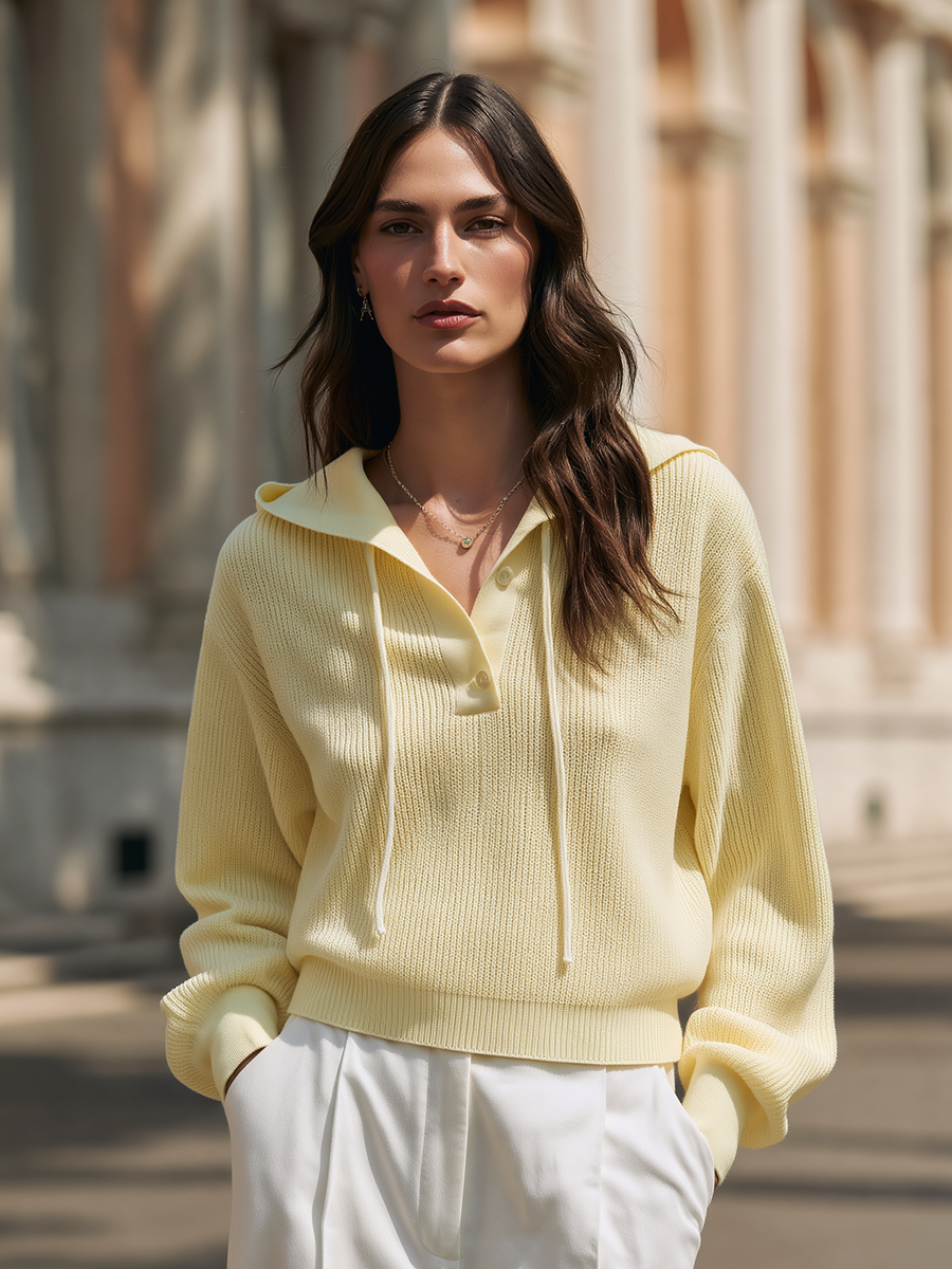 Lydia | Women's Drawstring Hooded Knit Pullover Sweater