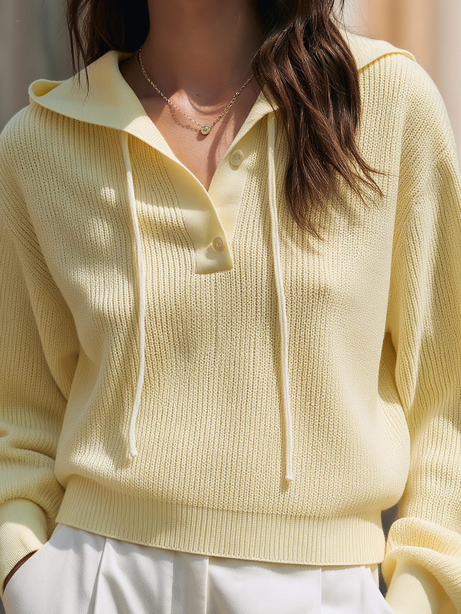 Lydia | Women's Drawstring Hooded Knit Pullover Sweater