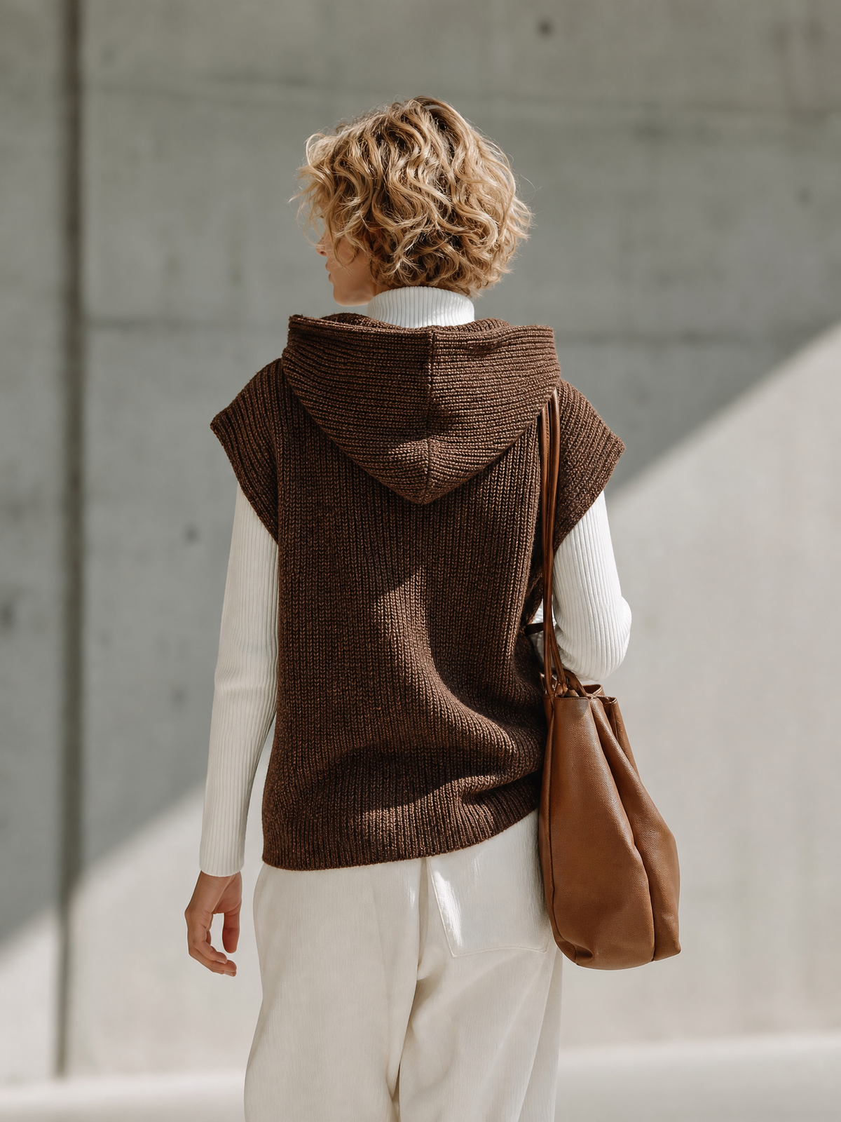 Alma-Cornelia | Women's Drawstring Hooded Knit Vest