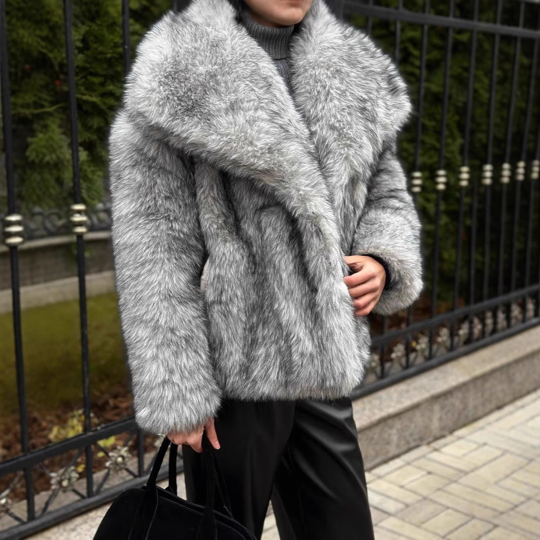 Minerva | Women's Faux Fur Jacket with Oversized Collar