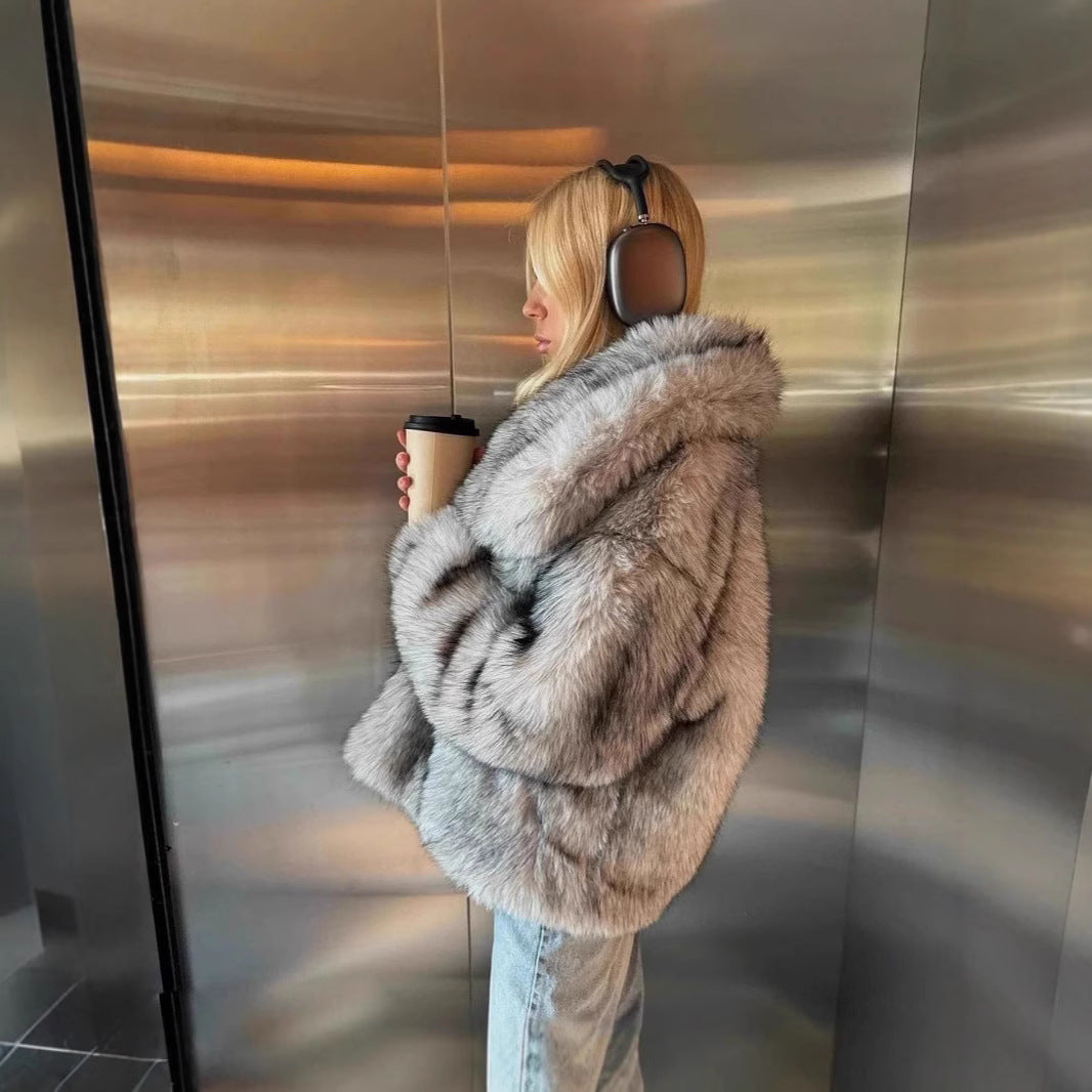 Minerva | Women's Faux Fur Jacket with Oversized Collar